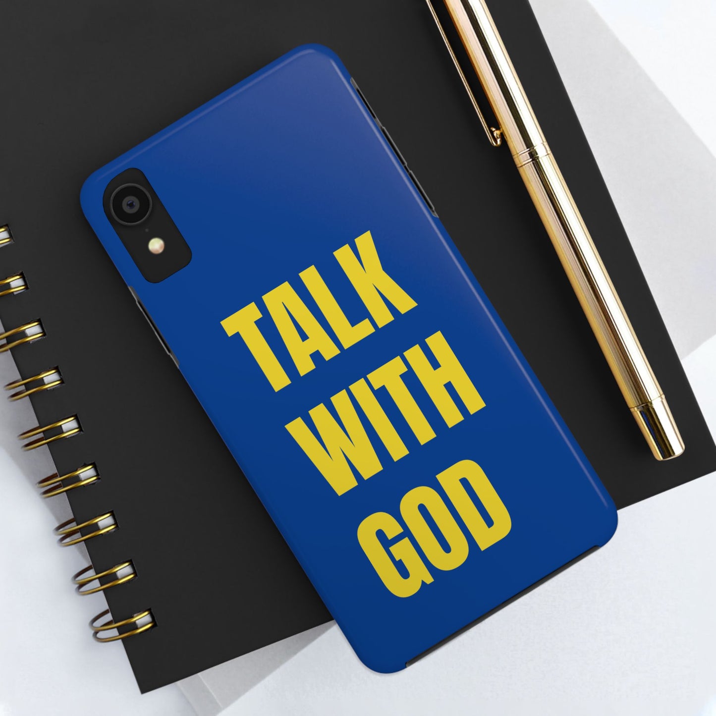 Blue and Yellow TALK WITH GOD Tough Phone Cases