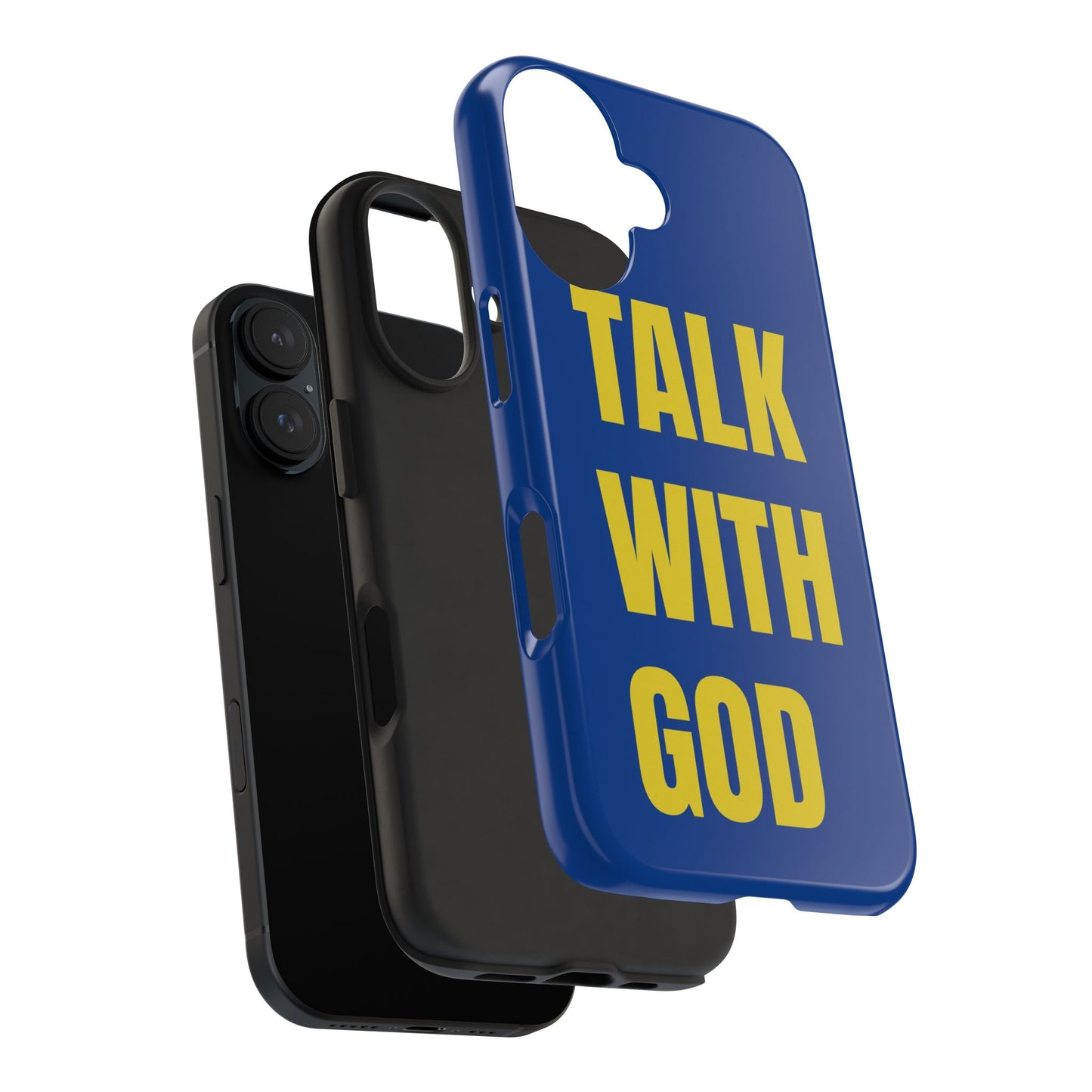 Blue and Yellow TALK WITH GOD Tough Phone Cases