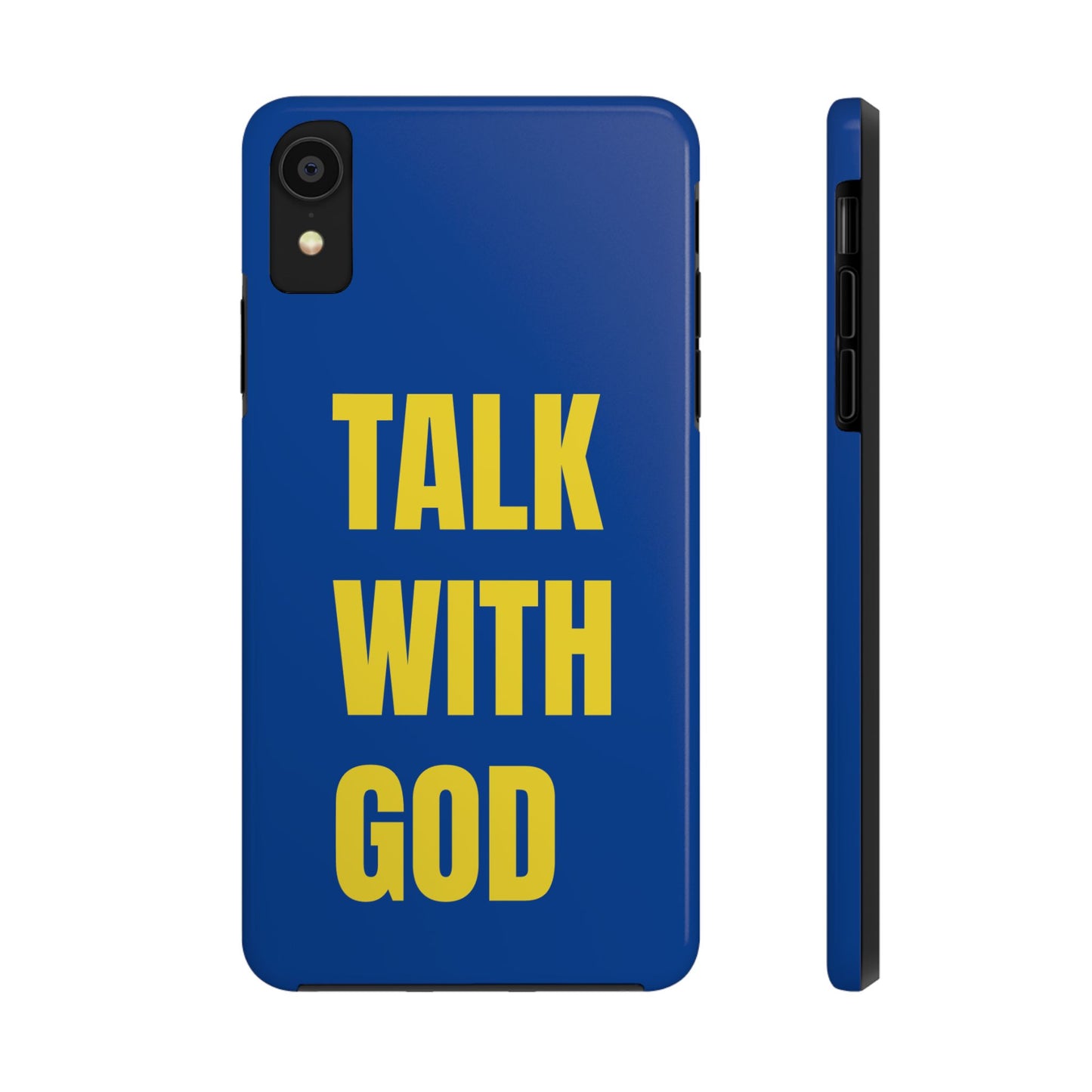 Blue and Yellow TALK WITH GOD Tough Phone Cases
