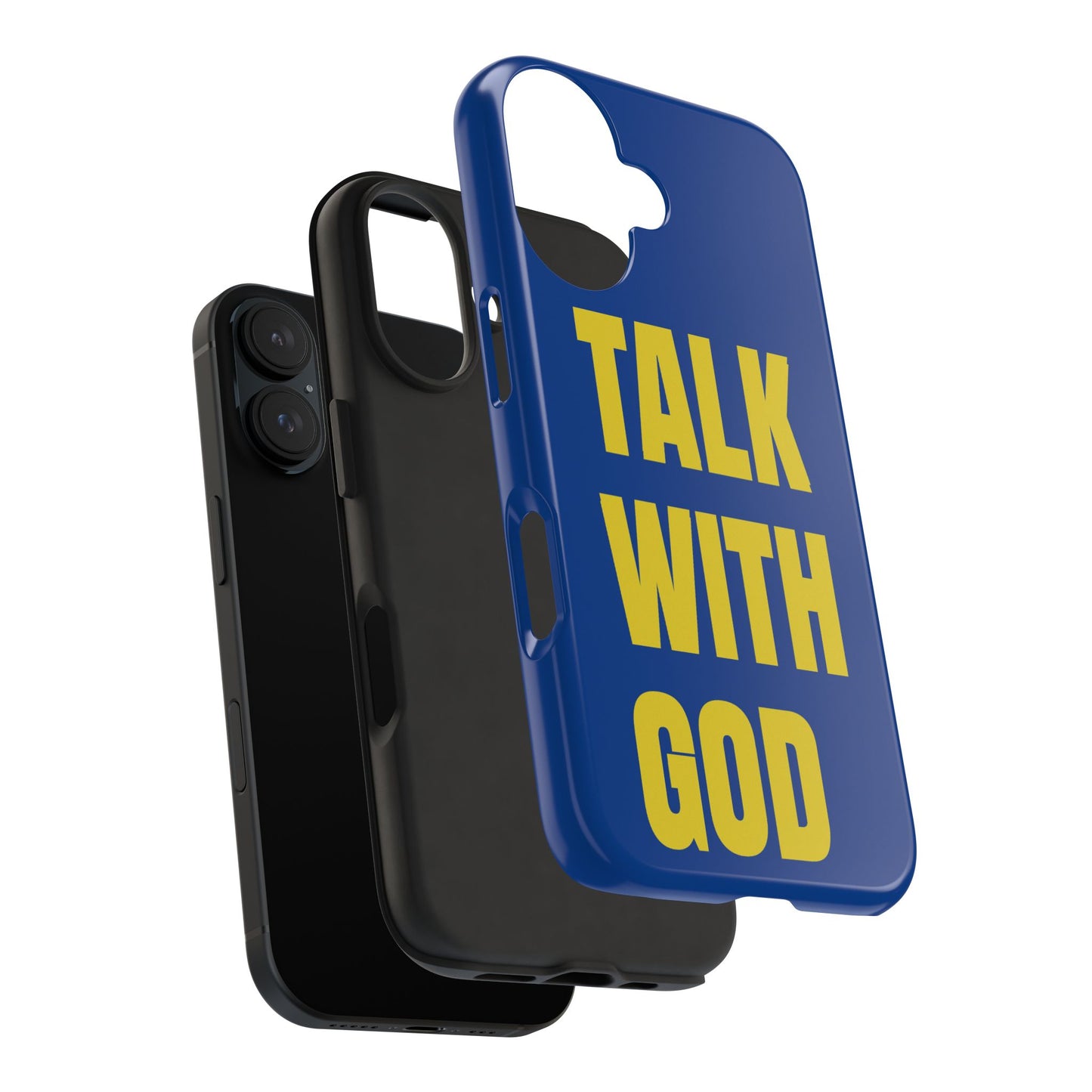 Blue and Yellow TALK WITH GOD Tough Phone Cases