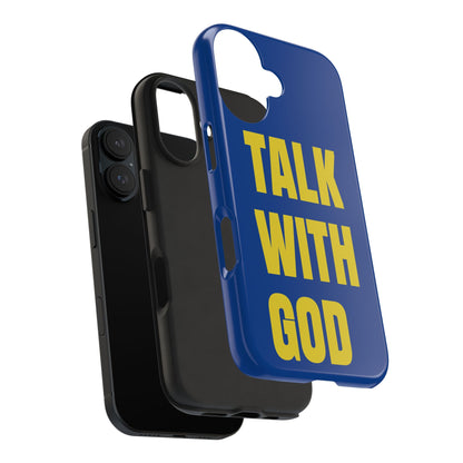 Blue and Yellow TALK WITH GOD Tough Phone Cases