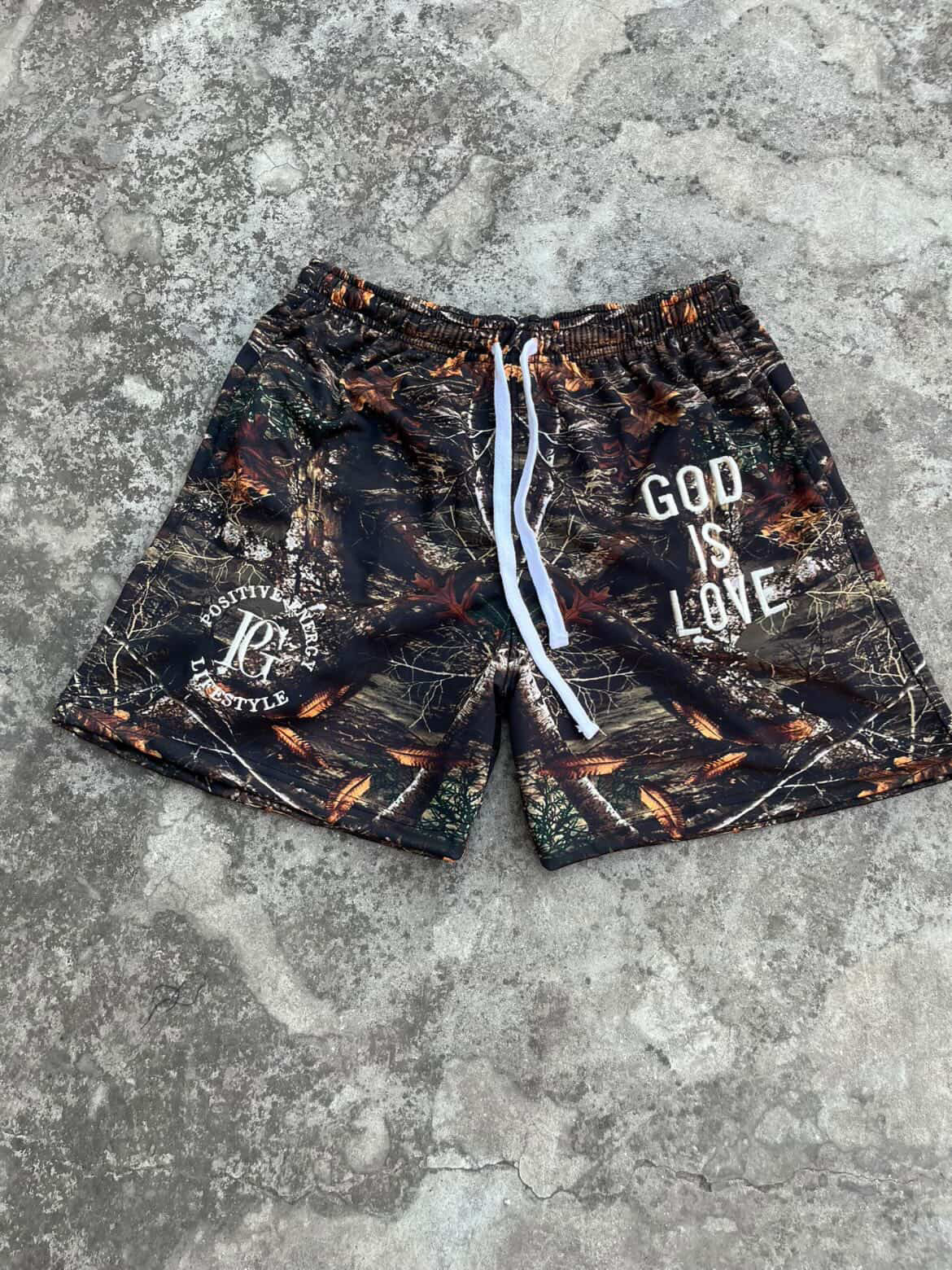 GOD IS LOVE Black Shorts - Faith-Based Streetwear | PEGSTYLES