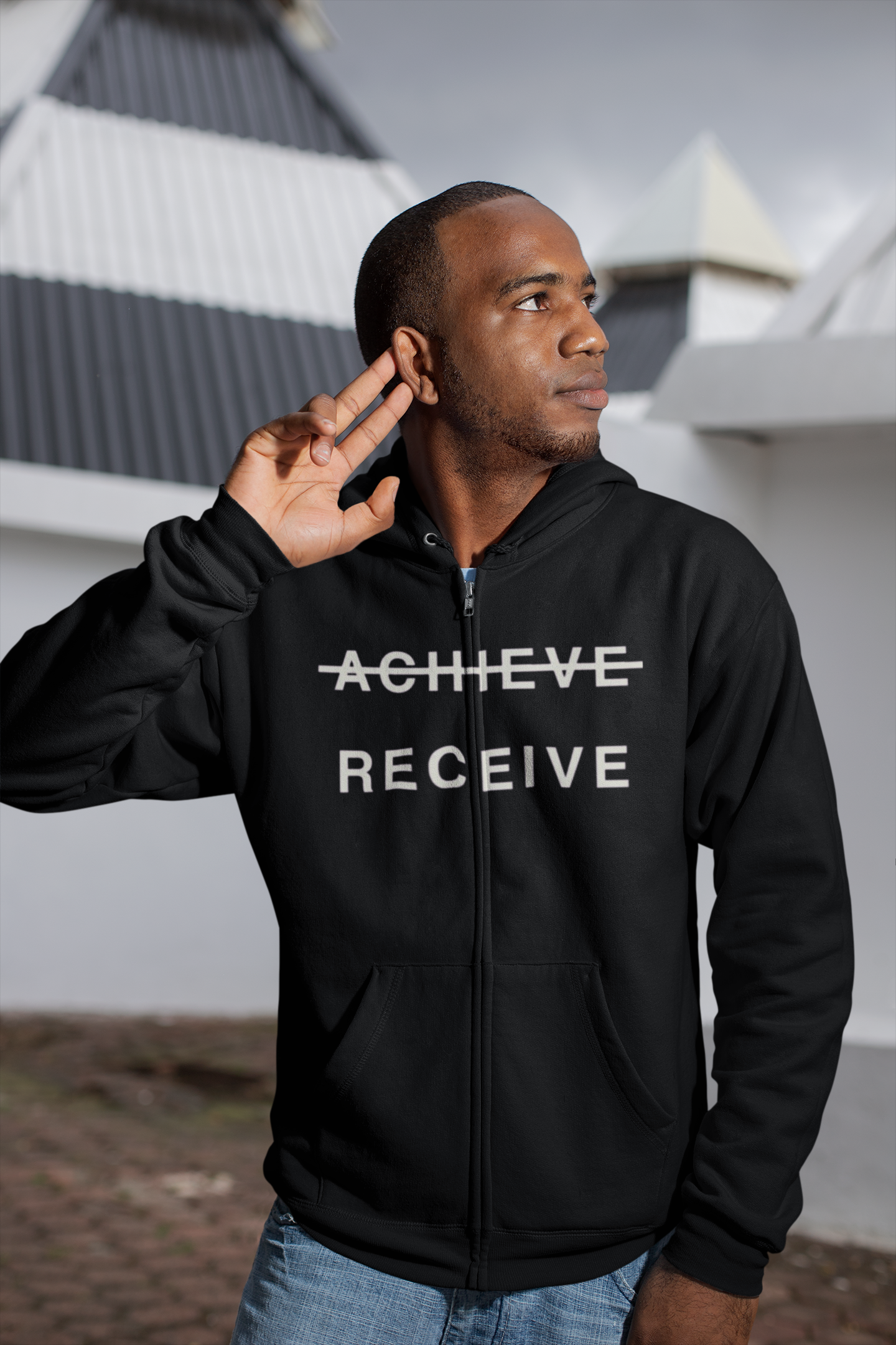 Unisex Heavy Blend™ Full Zip DON’T JUST ACHIEVE….RECEIVE Hooded Sweatshirt