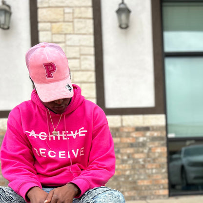 PINK SUEDE P (CANCER AWARENESS) TRUCKER HAT