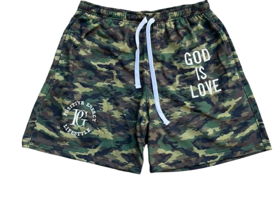 GOD IS LOVE | Army Green Camo Shorts