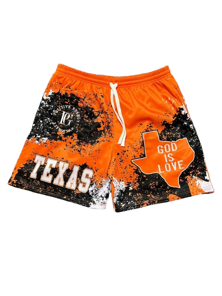 GOD IS LOVE: Texas Orange Shorts