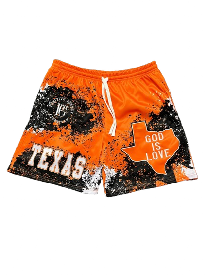 GOD IS LOVE: Texas Orange Shorts