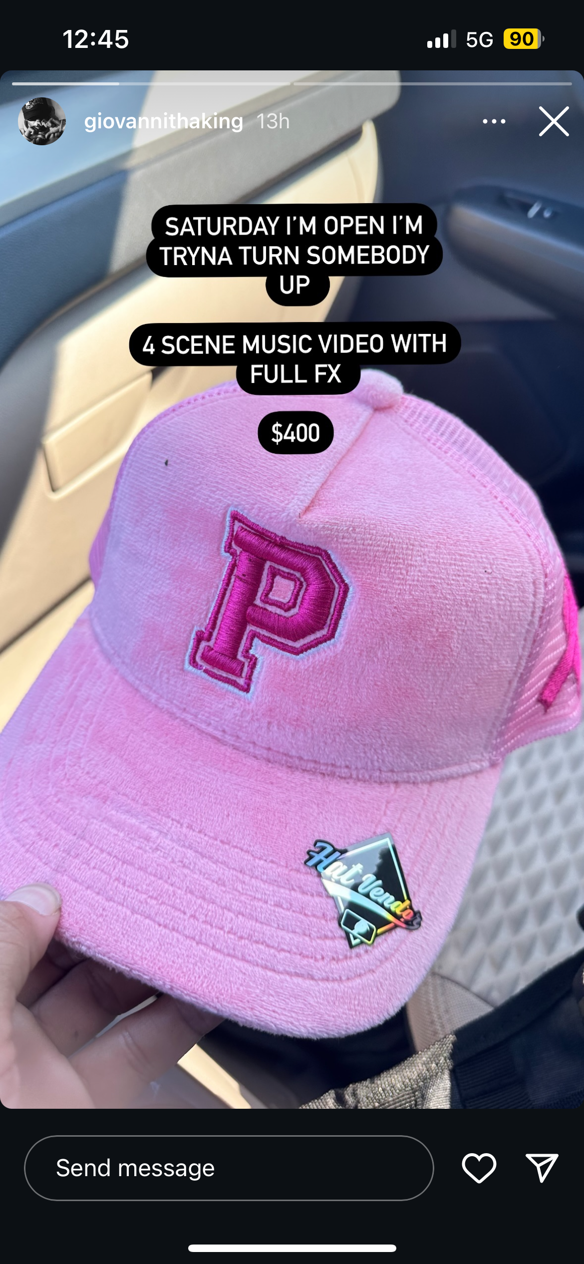 PINK SUEDE P (CANCER AWARENESS) TRUCKER HAT