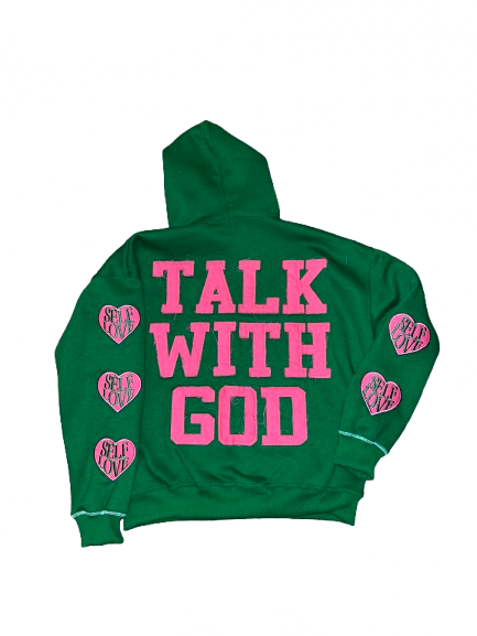 TALK WITH GOD Green & Pink Hoodie| Bold Faith | PEGSTYLES