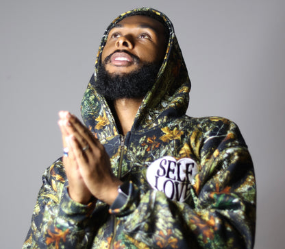 DARK Woodland Camo TALK WITH GOD Zip-Up Hoodie | Limited Edition Faith Streetwear | PEGSTYLES