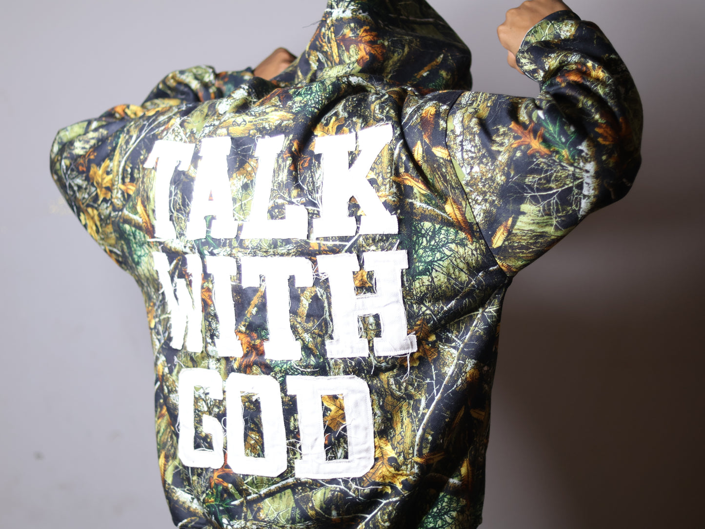 DARK Woodland TALK WITH GOD Camo Zip Up Hoodie