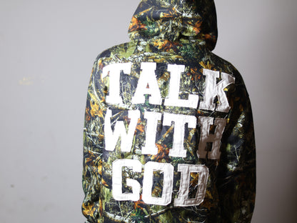 DARK Woodland Camo TALK WITH GOD Zip-Up Hoodie | Limited Edition Faith Streetwear | PEGSTYLES