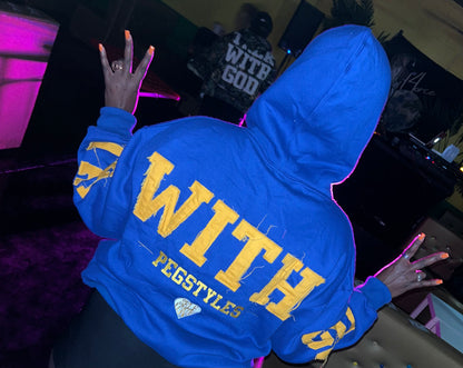 TALK WITH GOD Blue & Gold Hoodie - Divine Alignment Energy | PEGSTYLES