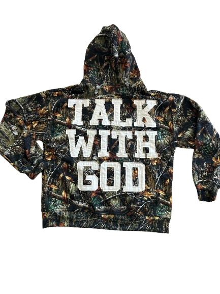 DARK Woodland TALK WITH GOD Camo Zip Up Hoodie