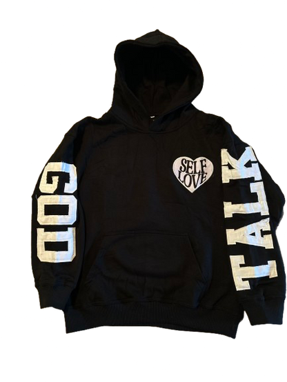 TALK WITH GOD BLACK RETRO HOODIE