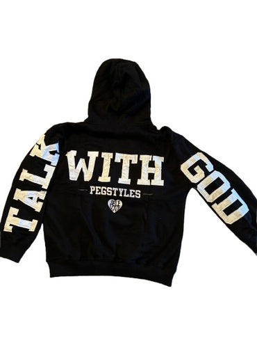 TALK WITH GOD BLACK RETRO HOODIE