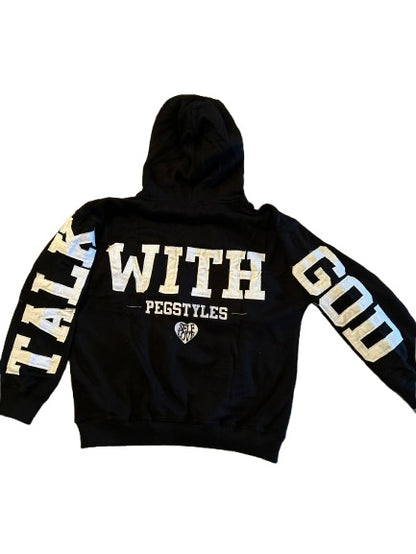 TALK WITH GOD BLACK RETRO HOODIE