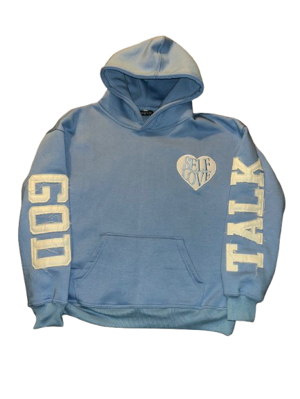 TALK WITH GOD BABY BLUE RETRO HOODIE