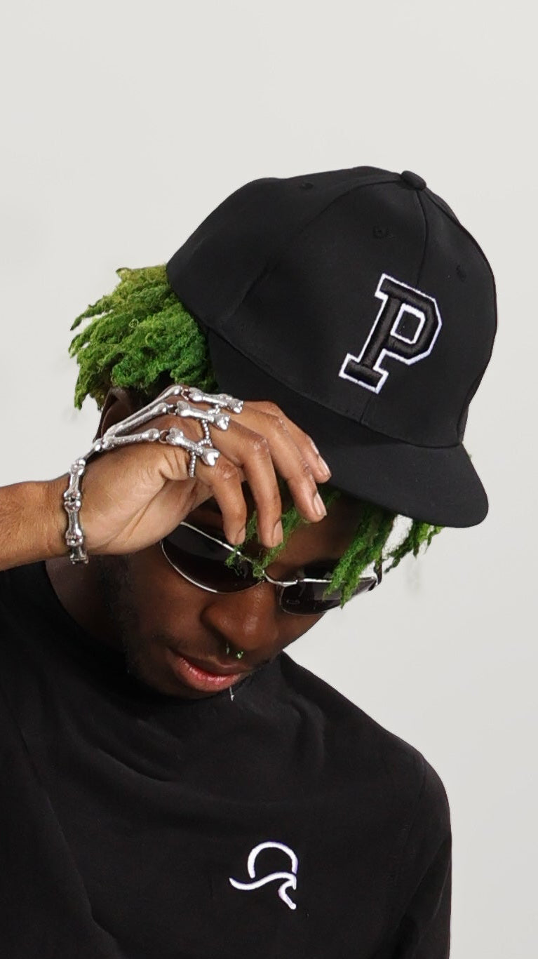 Signature P Black Snapback Hat | Unisex Streetwear