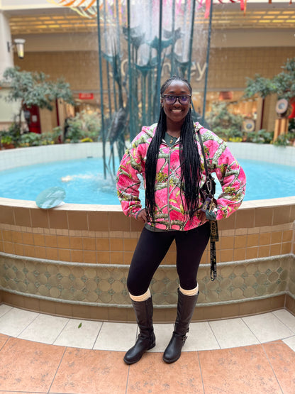 LIGHT PINK WOODLAND CAMO TALK WITH GOD ZIP UP HOODIE