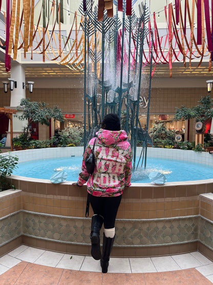 LIGHT PINK WOODLAND CAMO TALK WITH GOD ZIP UP HOODIE