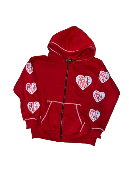 TALK WITH GOD RED ZIP UP HOODIE