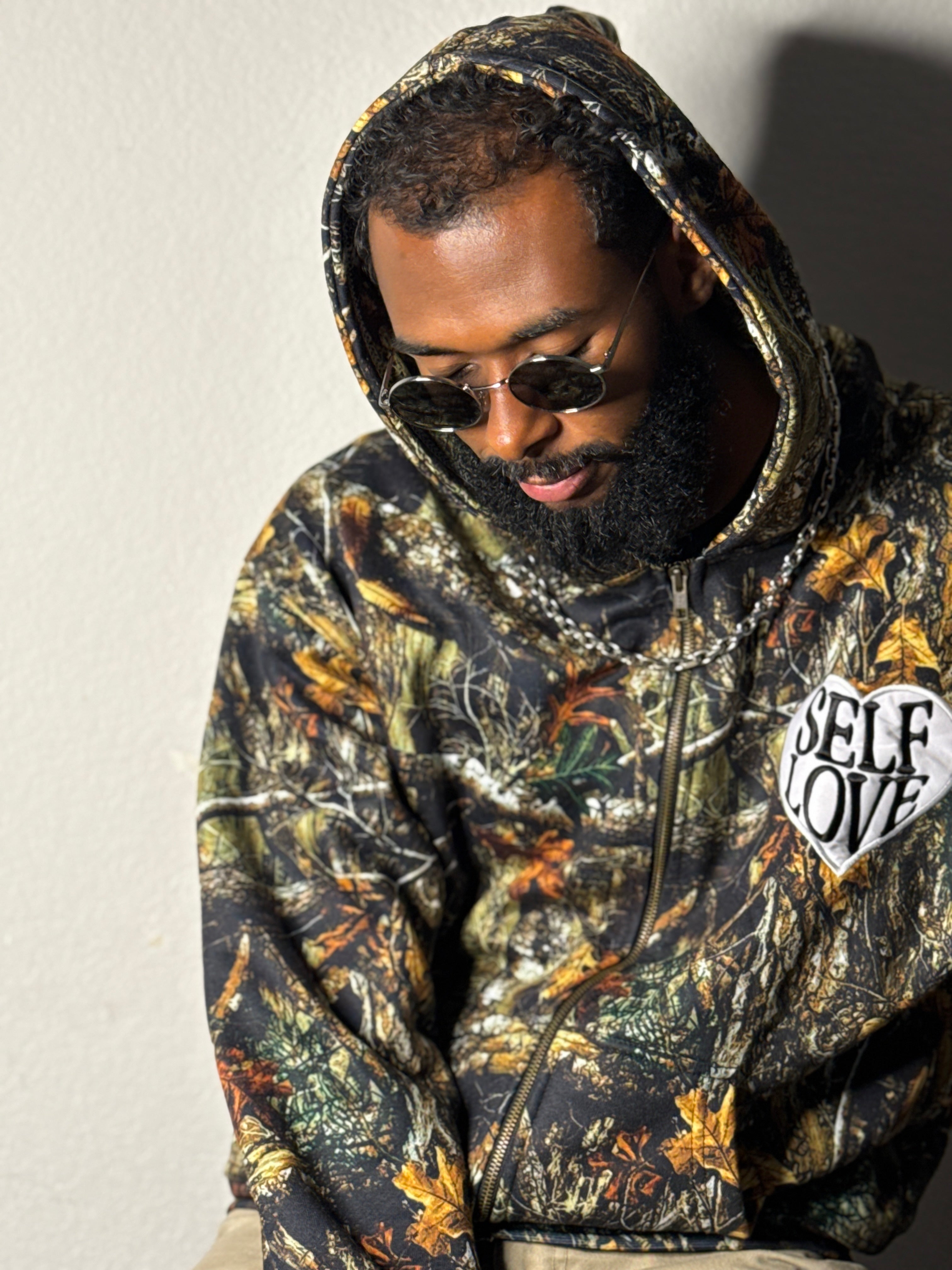 DARK Woodland Camo TALK WITH GOD Zip-Up Hoodie | Limited Edition