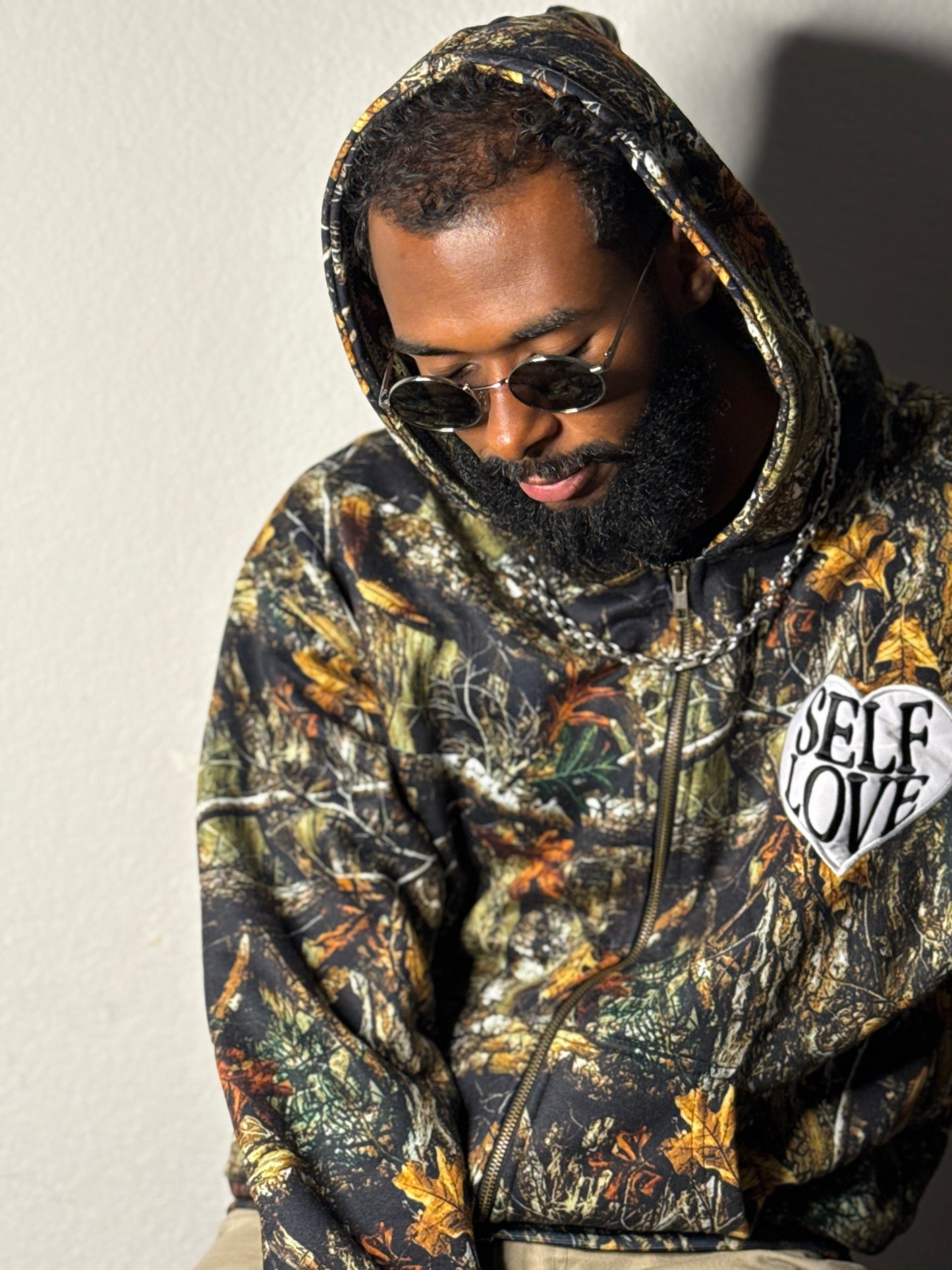 DARK Woodland TALK WITH GOD Camo Zip Up Hoodie