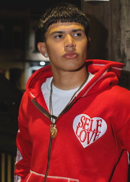 TALK WITH GOD RED ZIP UP HOODIE