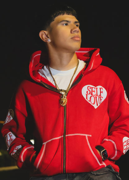 TALK WITH GOD RED ZIP UP HOODIE