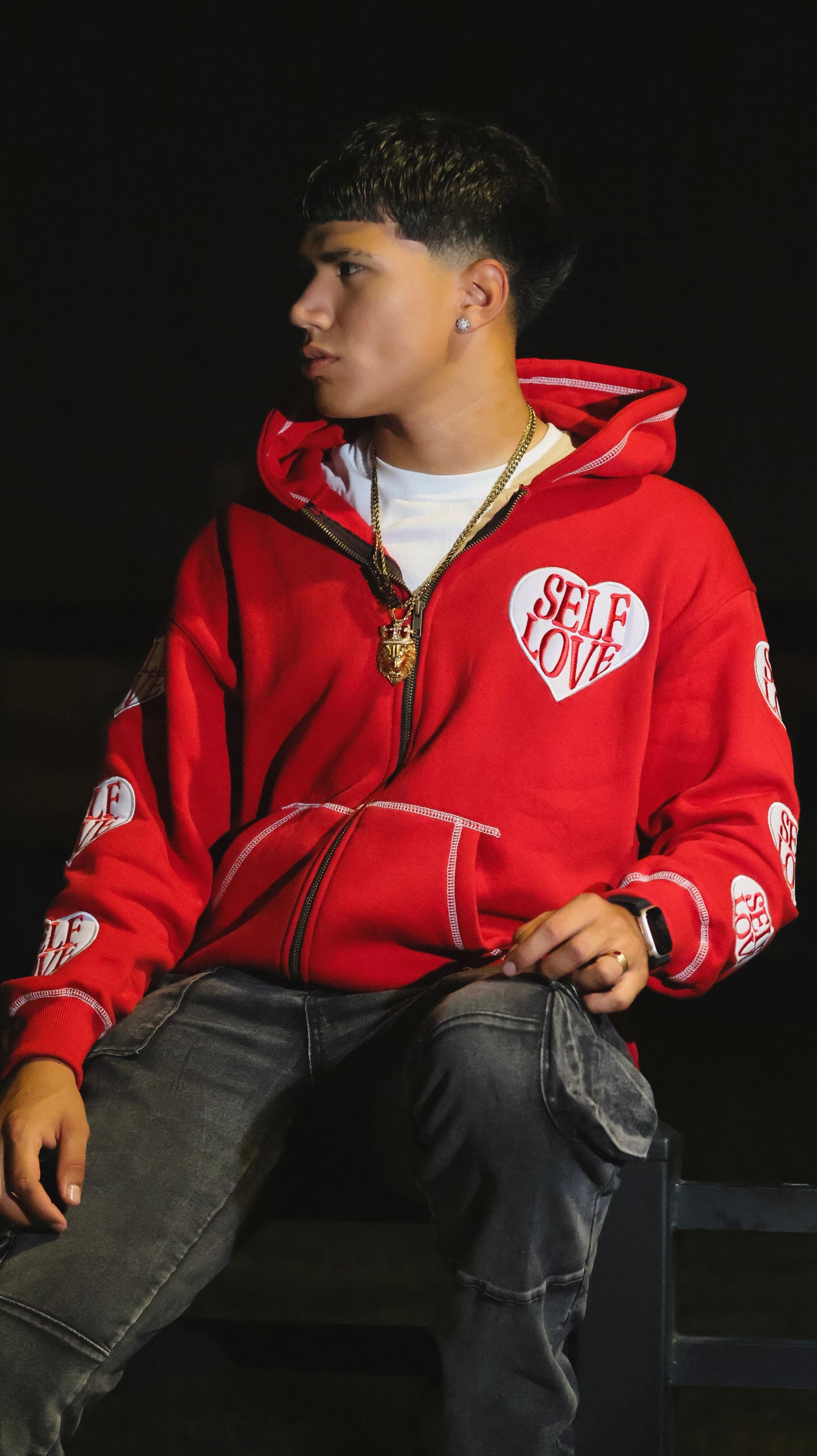 TALK WITH GOD RED ZIP UP HOODIE