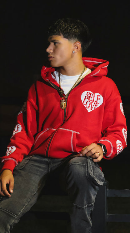 TALK WITH GOD RED ZIP UP HOODIE