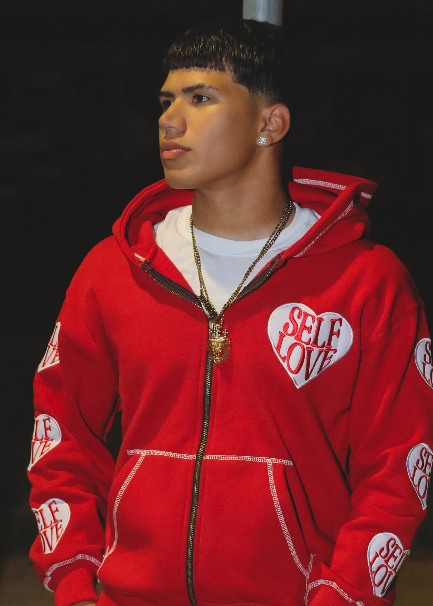 TALK WITH GOD RED ZIP UP HOODIE