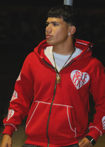 TALK WITH GOD RED ZIP UP HOODIE