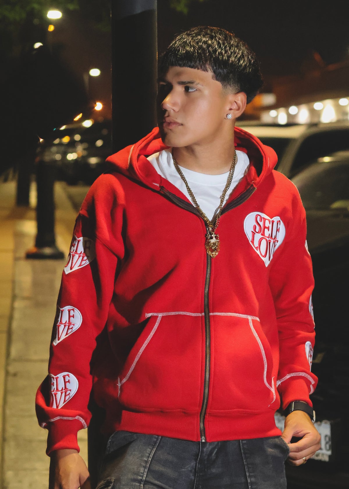 TALK WITH GOD RED ZIP UP HOODIE
