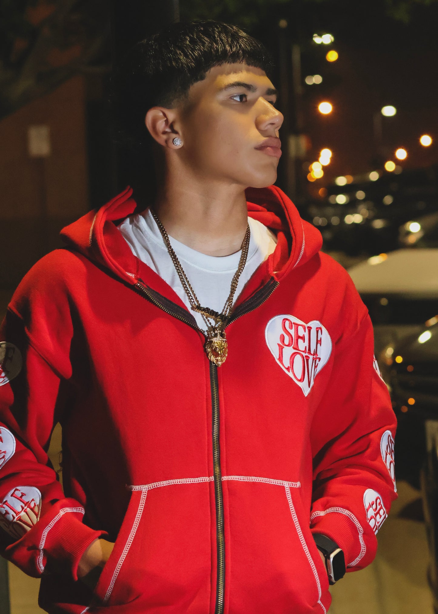 TALK WITH GOD RED ZIP UP HOODIE