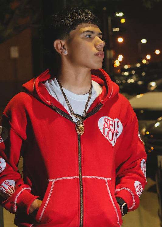 TALK WITH GOD RED ZIP UP HOODIE
