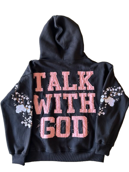 TALK WITH GOD Black Cherry Blossom Zip Up Hoodie