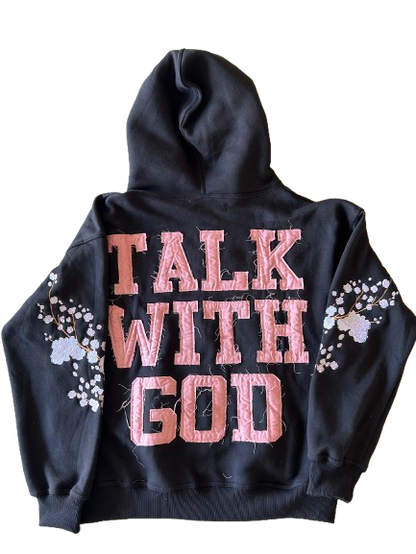 TALK WITH GOD Black Cherry Blossom Zip Up Hoodie