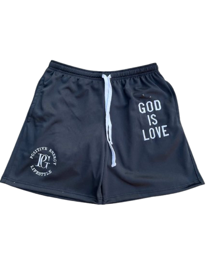 GOD IS LOVE Black Shorts