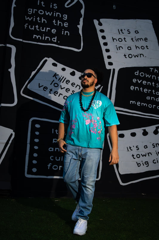 TALK WITH GOD | TEAL CHEERY BLOSSOM | Box Tee