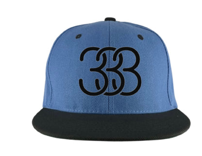 333 Light Blue with Black Brim SnapBack